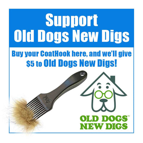 Old Dogs New Digs — CoatHook pet comb full of shedding fur
