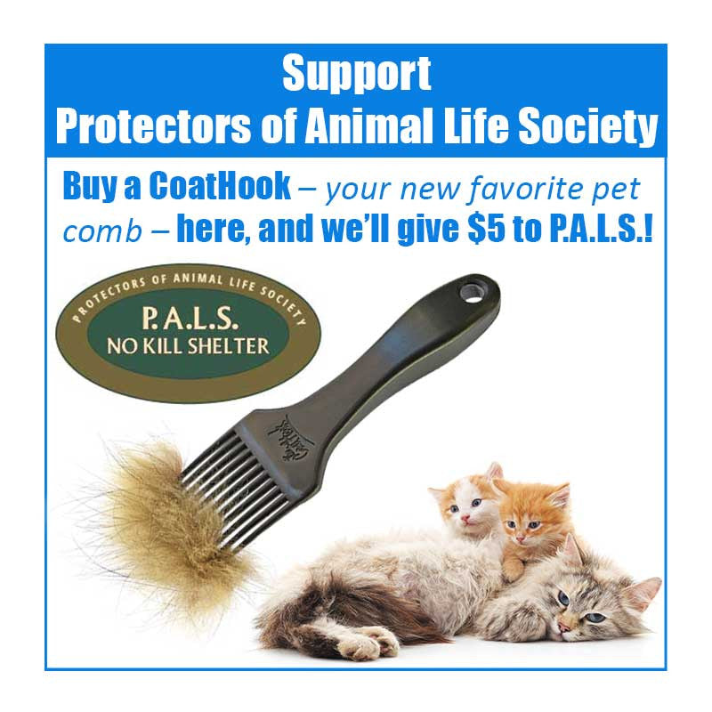 CoatHook pet comb to benefit Protectors of Animal Life Society no-kill cat shelter winthrop maine